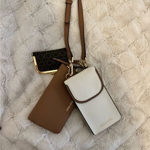 Calvin Klein White and Brown Crossbody Bag Set